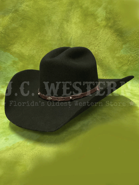 Justin JF0242LNST 2X Lone Star Premium Wool Hat Black side / front view. If you need any assistance with this item or the purchase of this item please call us at five six one seven four eight eight eight zero one Monday through Saturday 10:00a.m EST to 8:00 p.m EST
