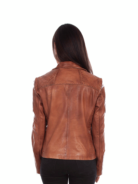 Scully L87-154 Womens Motorcycle Jacket Brown back view. If you need any assistance with this item or the purchase of this item please call us at five six one seven four eight eight eight zero one Monday through Saturday 10:00a.m EST to 8:00 p.m EST