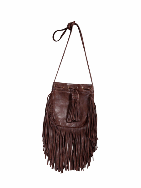 Scully B184-CHOC Womens Crossbody Fringe Leather Handbag Chocolate front view. If you need any assistance with this item or the purchase of this item please call us at five six one seven four eight eight eight zero one Monday through Saturday 10:00a.m EST to 8:00 p.m EST