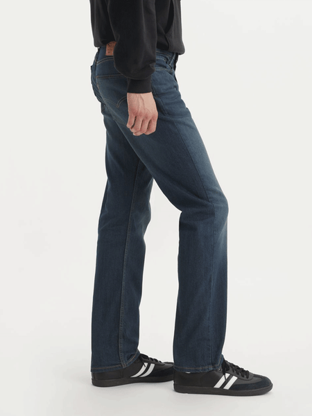 Levi's 005140403 Mens 514 Straight Fit Jeans Midnight Blue side view. If you need any assistance with this item or the purchase of this item please call us at five six one seven four eight eight eight zero one Monday through Saturday 10:00a.m EST to 8:00 p.m EST