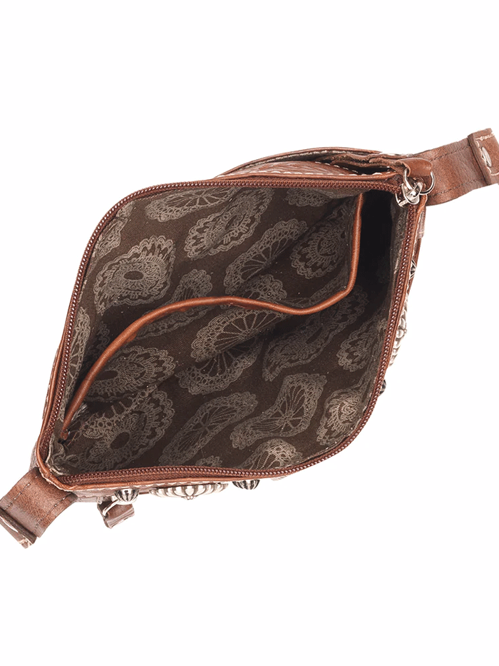 American West 6415884 Ladies Friendship Arrows Trail Rider Hip Crossbody Bag Natural Tan front view. If you need any assistance with this item or the purchase of this item please call us at five six one seven four eight eight eight zero one Monday through Saturday 10:00a.m EST to 8:00 p.m EST