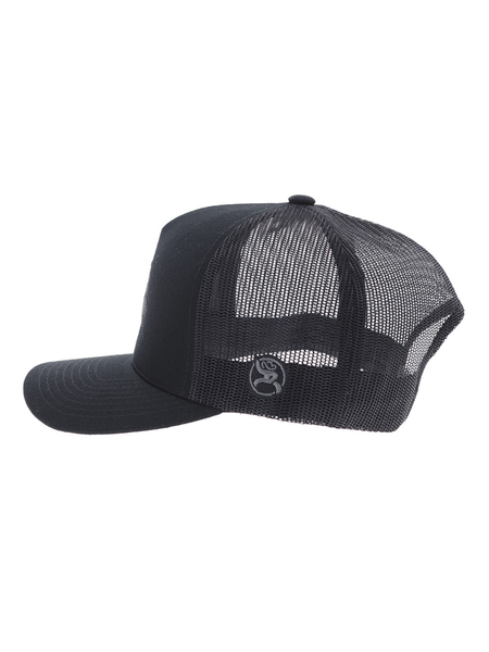 Hooey 4045T-BK WHIT High Profile Snapback Trucker Hat Black side view. If you need any assistance with this item or the purchase of this item please call us at five six one seven four eight eight eight zero one Monday through Saturday 10:00a.m EST to 8:00 p.m EST