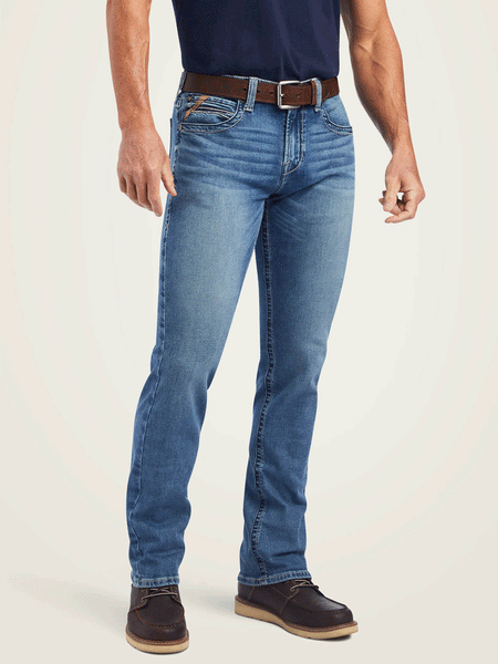 Ariat 10042206 Mens M7 Slim Wessley Straight Jean Gaviota front view. If you need any assistance with this item or the purchase of this item please call us at five six one seven four eight eight eight zero one Monday through Saturday 10:00a.m EST to 8:00 p.m EST