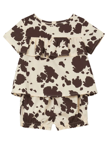 Wrangler 112344405 Baby Girl Top And Blommer Brown And Cream front view. If you need any assistance with this item or the purchase of this item please call us at five six one seven four eight eight eight zero one Monday through Saturday 10:00a.m EST to 8:00 p.m EST