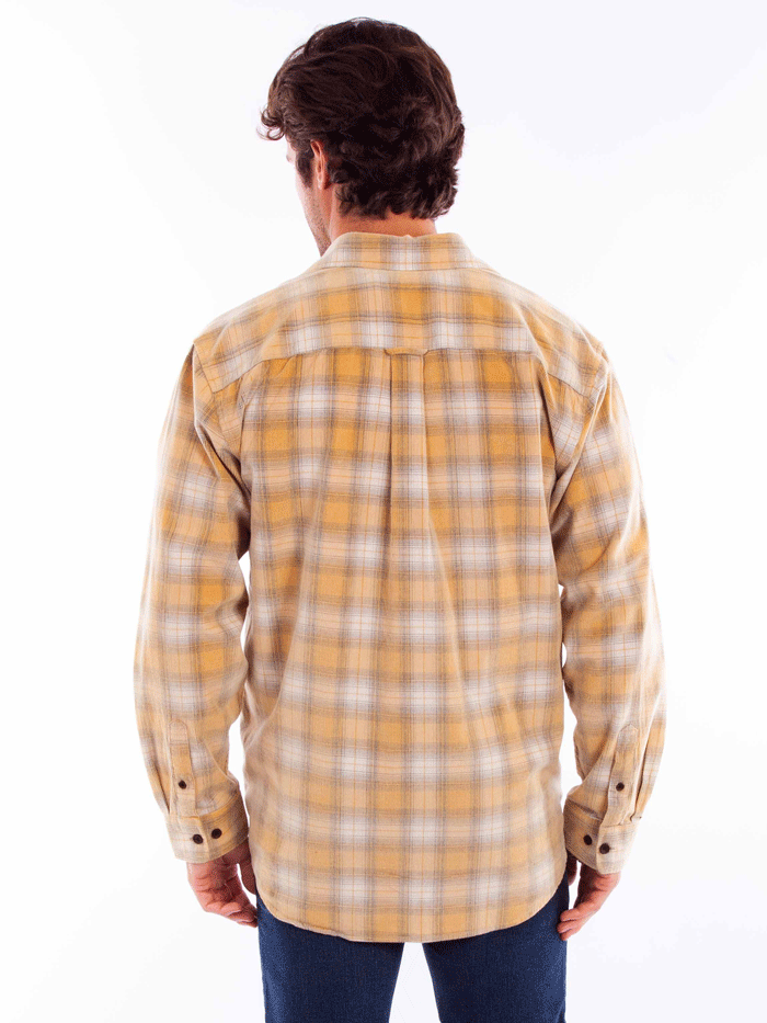 Scully 5357-NAT Mens Corduroy Long Sleeve Plaid Shirt Natural front view. If you need any assistance with this item or the purchase of this item please call us at five six one seven four eight eight eight zero one Monday through Saturday 10:00a.m EST to 8:00 p.m EST