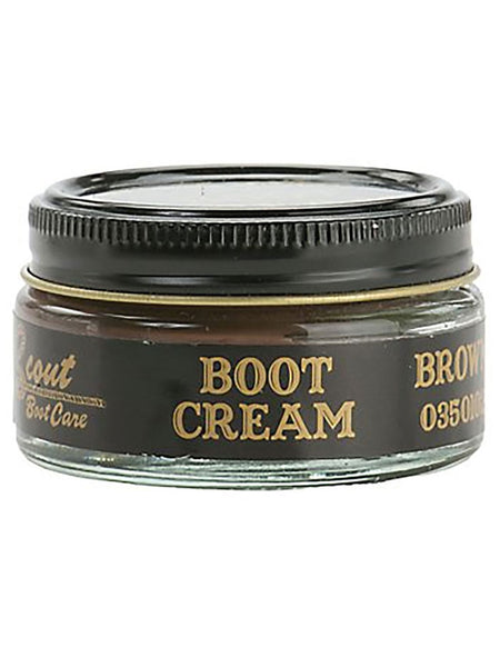 Scout 0350144 Revitalizing Boot Cream 1.55 oz Medium Brown front view. If you need any assistance with this item or the purchase of this item please call us at five six one seven four eight eight eight zero one Monday through Saturday 10:00a.m EST to 8:00 p.m EST