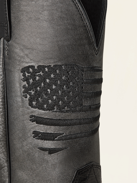 Ariat 10061191 Mens Circuit Patriot Western Boot Black Night shaft close up. If you need any assistance with this item or the purchase of this item please call us at five six one seven four eight eight eight zero one Monday through Saturday 10:00a.m EST to 8:00 p.m EST