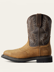 Ariat 10010134 Mens Sierra Wide Square Toe Steel Toe Work Boot Aged Bark Tan side view. If you need any assistance with this item or the purchase of this item please call us at five six one seven four eight eight eight zero one Monday through Saturday 10:00a.m EST to 8:00 p.m EST