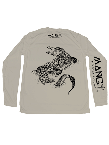 MANG MP1143LS Mens Gator MANG Long Sleeve Performance Tee Tan back view. If you need any assistance with this item or the purchase of this item please call us at five six one seven four eight eight eight zero one Monday through Saturday 10:00a.m EST to 8:00 p.m EST