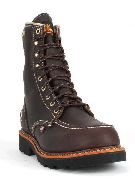 Thorogood 814-4141 Mens Flyway Waterproof Lace Up Work Boot Briar Pitstop front and side view. If you need any assistance with this item or the purchase of this item please call us at five six one seven four eight eight eight zero one Monday through Saturday 10:00a.m EST to 8:00 p.m EST