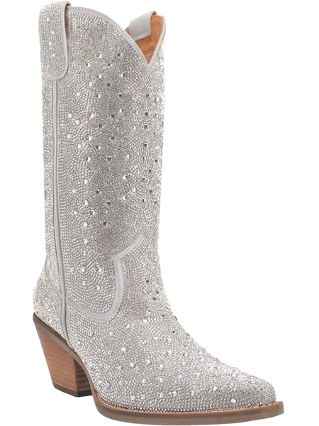 Dingo DI570-GY6 Womens Silver Dollar Fashion Western Boot Silver front and side view.  If you need any assistance with this item or the purchase of this item please call us at five six one seven four eight eight eight zero one Monday through Saturday 10:00a.m EST to 8:00 p.m EST