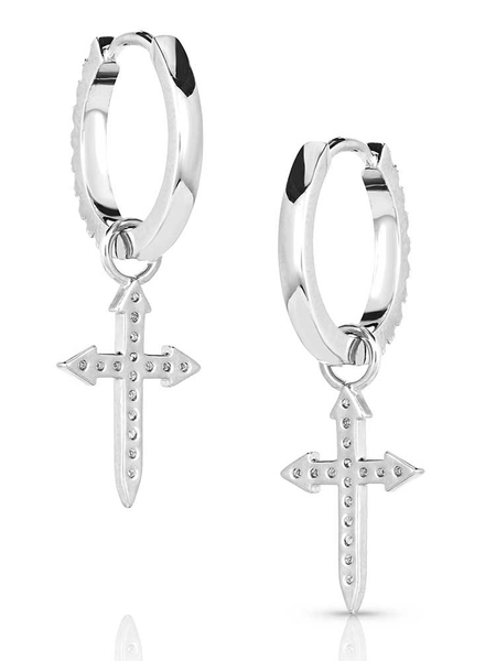 Montana Silversmiths ER5642 Womens Crystal Devotion Cross Earrings Silver back view. If you need any assistance with this item or the purchase of this item please call us at five six one seven four eight eight eight zero one Monday through Saturday 10:00a.m EST to 8:00 p.m EST