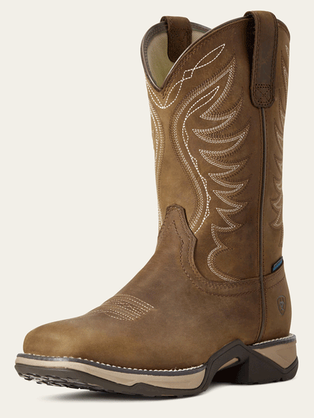 Ariat 10029528 Womens Anthem Waterproof Western Boot Distressed Brown front and side view. If you need any assistance with this item or the purchase of this item please call us at five six one seven four eight eight eight zero one Monday through Saturday 10:00a.m EST to 8:00 p.m EST