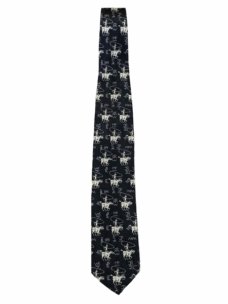 Rockmount 467-BLK Mens Roper And Brands Western Silk Tie Black full view. If you need any assistance with this item or the purchase of this item please call us at five six one seven four eight eight eight zero one Monday through Saturday 10:00a.m EST to 8:00 p.m EST