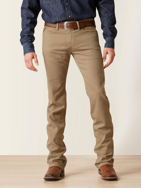 Ariat 10044369 Mens M7 Grizzly Straight Jean Dark Khaki front view. If you need any assistance with this item or the purchase of this item please call us at five six one seven four eight eight eight zero one Monday through Saturday 10:00a.m EST to 8:00 p.m EST