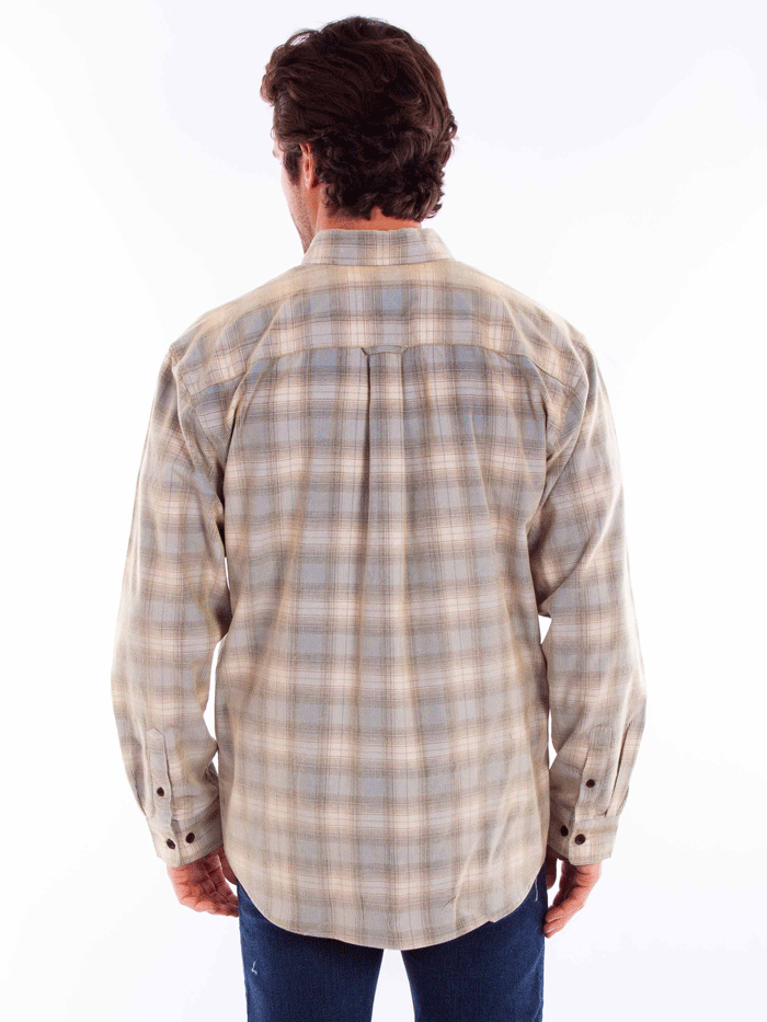Scully 5358-BTN Mens Corduroy Long Sleeve Plaid Shirt Blue Tan front view. If you need any assistance with this item or the purchase of this item please call us at five six one seven four eight eight eight zero one Monday through Saturday 10:00a.m EST to 8:00 p.m EST