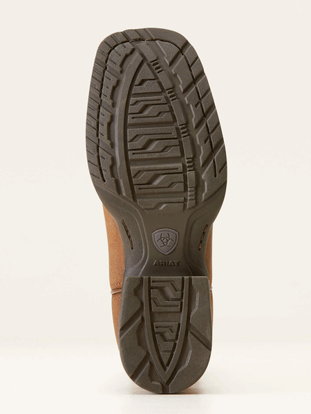 Ariat 10047034 Kids Hybrid Rancher Western Boot Distressed Tan sole view. If you need any assistance with this item or the purchase of this item please call us at five six one seven four eight eight eight zero one Monday through Saturday 10:00a.m EST to 8:00 p.m EST