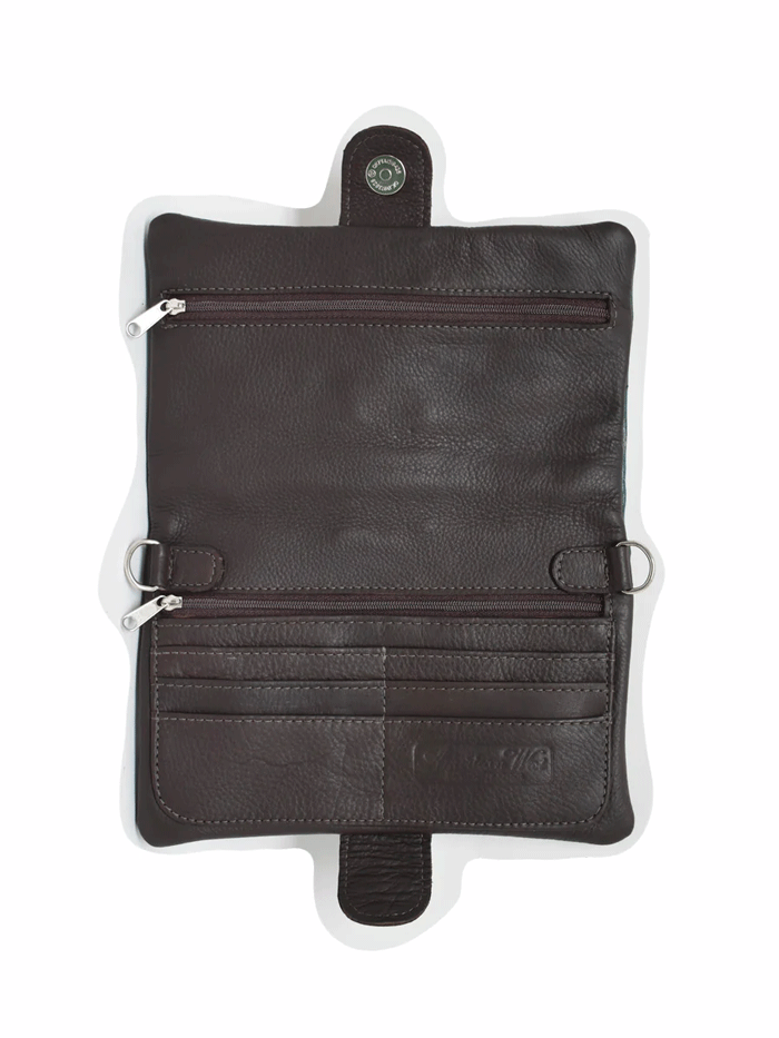 American West 7783078 Ladies Grab-and-Go Foldover Crossbody Distressed Charcoal Brown front view. If you need any assistance with this item or the purchase of this item please call us at five six one seven four eight eight eight zero one Monday through Saturday 10:00a.m EST to 8:00 p.m EST