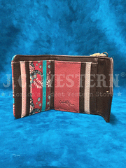 Catchfly 22035626WMUL Womens Steer Head Print Mini Wallet Turquoise And Coral inside view. If you need any assistance with this item or the purchase of this item please call us at five six one seven four eight eight eight zero one Monday through Saturday 10:00a.m EST to 8:00 p.m EST
