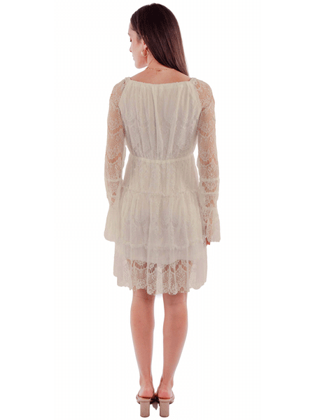 Scully HC909-IVO Womens Eyelash Lace Dress Ivory back view. If you need any assistance with this item or the purchase of this item please call us at five six one seven four eight eight eight zero one Monday through Saturday 10:00a.m EST to 8:00 p.m EST