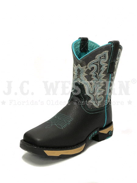 Corral W5000 Ladies Farm & Ranch Square Toe Work Boot Black front and side view. If you need any assistance with this item or the purchase of this item please call us at five six one seven four eight eight eight zero one Monday through Saturday 10:00a.m EST to 8:00 p.m EST