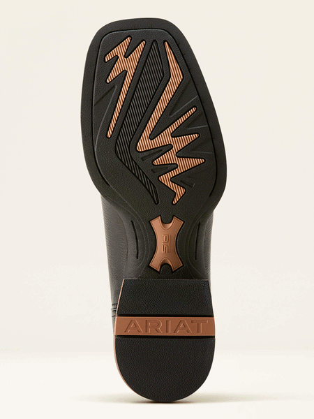 Ariat 10053631 Mens Ricochet Cowboy Boot Black Carbon sole view. If you need any assistance with this item or the purchase of this item please call us at five six one seven four eight eight eight zero one Monday through Saturday 10:00a.m EST to 8:00 p.m EST