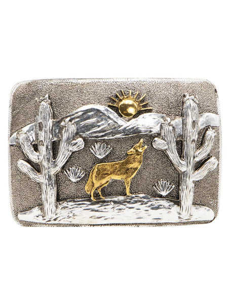 AndWest 752 Desert Coyote Buckle Gold And Silver front view. If you need any assistance with this item or the purchase of this item please call us at five six one seven four eight eight eight zero one Monday through Saturday 10:00a.m EST to 8:00 p.m EST