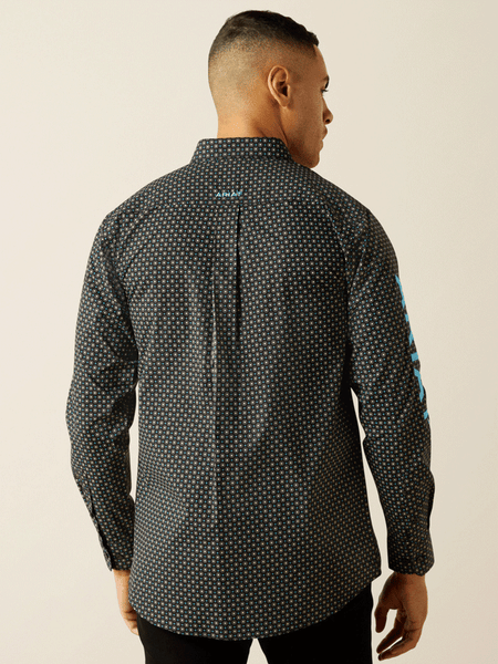 Ariat 10058738 Mens Team Abel Fitted Shirt Black back view. If you need any assistance with this item or the purchase of this item please call us at five six one seven four eight eight eight zero one Monday through Saturday 10:00a.m EST to 8:00 p.m EST