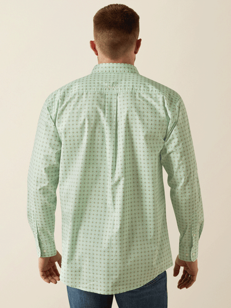 Ariat 10054733 Mens Team Pierson Classic Fit Shirt Light Green back view. If you need any assistance with this item or the purchase of this item please call us at five six one seven four eight eight eight zero one Monday through Saturday 10:00a.m EST to 8:00 p.m EST