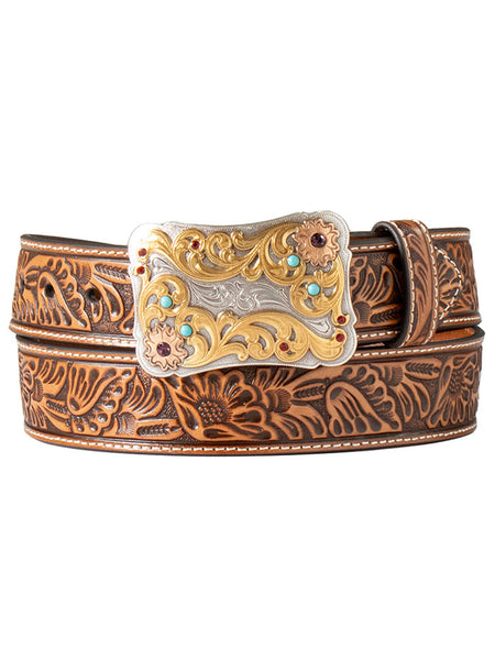 Nocona N320005648 Ladies Floral Embosed Scalop Natural front view. If you need any assistance with this item or the purchase of this item please call us at five six one seven four eight eight eight zero one Monday through Saturday 10:00a.m EST to 8:00 p.m EST