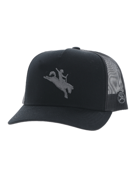 Hooey 4045T-BK WHIT High Profile Snapback Trucker Hat Black front and side view. If you need any assistance with this item or the purchase of this item please call us at five six one seven four eight eight eight zero one Monday through Saturday 10:00a.m EST to 8:00 p.m EST
