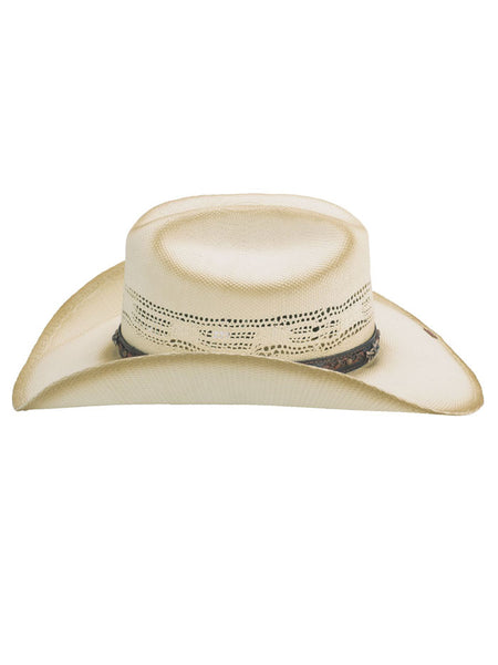 Bullhide 5090 BARB WIRE Bangora Straw Hat Natural Distressed side view. If you need any assistance with this item or the purchase of this item please call us at five six one seven four eight eight eight zero one Monday through Saturday 10:00a.m EST to 8:00 p.m EST