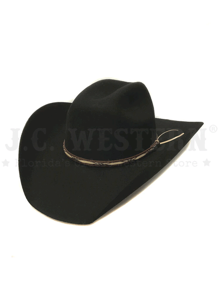 Resistol RWAMSK-304107 Jason Aldean Collection Amarillo Sky Felt Hat Black side and front view. If you need any assistance with this item or the purchase of this item please call us at five six one seven four eight eight eight zero one Monday through Saturday 10:00a.m EST to 8:00 p.m EST
