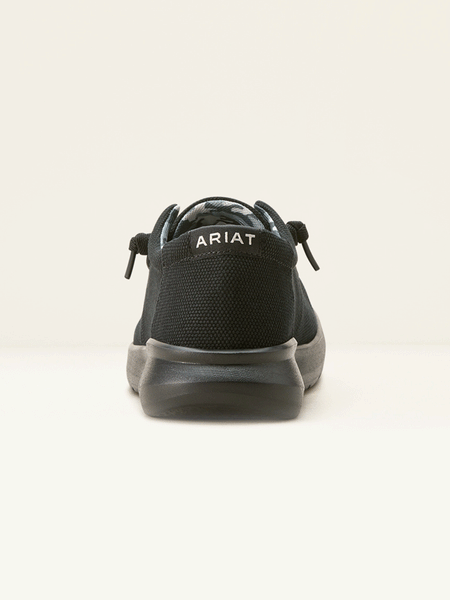 Ariat 10053676 Mens Hilo Shoe Solid Black back view. If you need any assistance with this item or the purchase of this item please call us at five six one seven four eight eight eight zero one Monday through Saturday 10:00a.m EST to 8:00 p.m EST