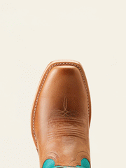 Ariat 10051021 Womens Futurity Colt Western Boot Tan Patina toe view from above. If you need any assistance with this item or the purchase of this item please call us at five six one seven four eight eight eight zero one Monday through Saturday 10:00a.m EST to 8:00 p.m EST