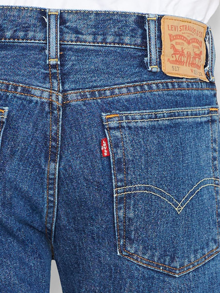 Levi's 005174891 Mens 517 Mid Rise Slim Fit Bootcut Jeans Medium Stonewash front view. If you need any assistance with this item or the purchase of this item please call us at five six one seven four eight eight eight zero one Monday through Saturday 10:00a.m EST to 8:00 p.m EST