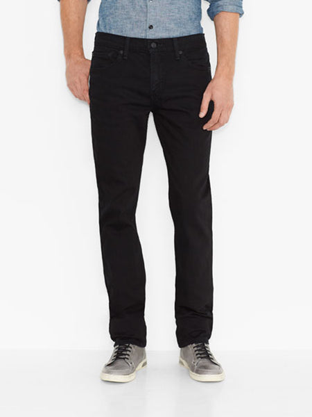 Levi's 045114406 Mens 511 Slim Fit Jeans Black front view. If you need any assistance with this item or the purchase of this item please call us at five six one seven four eight eight eight zero one Monday through Saturday 10:00a.m EST to 8:00 p.m EST