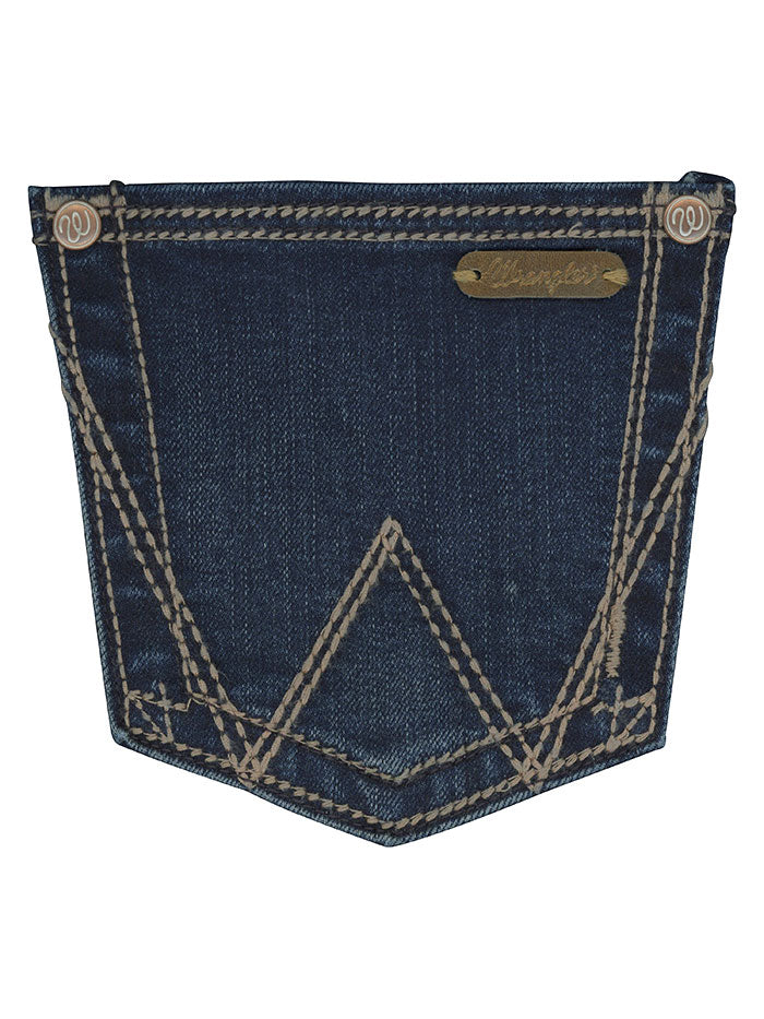 Wrangler 09MWZHT Womens Retro Mae Mid Rise Boot Cut Jeans HT Wash front view. If you need any assistance with this item or the purchase of this item please call us at five six one seven four eight eight eight zero one Monday through Saturday 10:00a.m EST to 8:00 p.m EST
