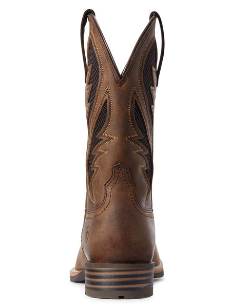 Ariat 10031454 Mens Hybrid VentTEK Western Boot Distressed Tan back view. If you need any assistance with this item or the purchase of this item please call us at five six one seven four eight eight eight zero one Monday through Saturday 10:00a.m EST to 8:00 p.m EST