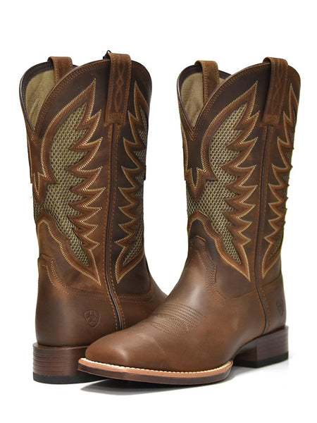 Ariat 10023129 Mens Venttek Ultra Square Toe Boot Distress Brown Pair front and back view. If you need any assistance with this item or the purchase of this item please call us at five six one seven four eight eight eight zero one Monday through Saturday 10:00a.m EST to 8:00 p.m EST