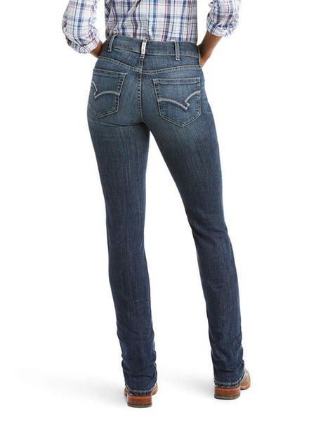 Ariat 10037685 Womens REAL High Rise Destiny Straight Jean Arkansas back view. If you need any assistance with this item or the purchase of this item please call us at five six one seven four eight eight eight zero one Monday through Saturday 10:00a.m EST to 8:00 p.m EST