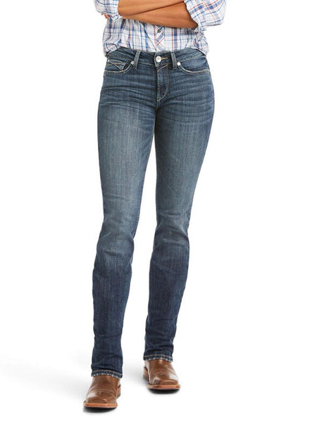 Ariat 10037685 Womens REAL High Rise Destiny Straight Jean Arkansas front view. If you need any assistance with this item or the purchase of this item please call us at five six one seven four eight eight eight zero one Monday through Saturday 10:00a.m EST to 8:00 p.m EST