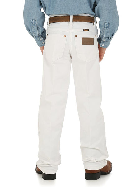 Wrangler 13MWBWI Kids ProRodeo Cowboy Cut Original Fit Jean White back view. If you need any assistance with this item or the purchase of this item please call us at five six one seven four eight eight eight zero one Monday through Saturday 10:00a.m EST to 8:00 p.m EST