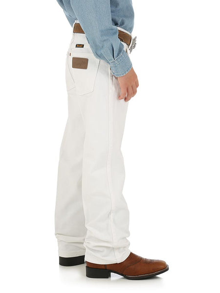 Wrangler 13MWBWI Kids ProRodeo Cowboy Cut Original Fit Jean White side view. If you need any assistance with this item or the purchase of this item please call us at five six one seven four eight eight eight zero one Monday through Saturday 10:00a.m EST to 8:00 p.m EST