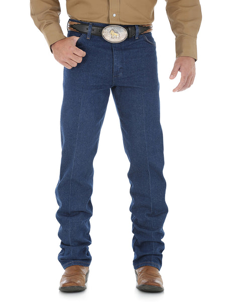 Wrangler 13MWZPW Cowboy Cut Regular Fit Jeans Prewashed Indigo front view. If you need any assistance with this item or the purchase of this item please call us at five six one seven four eight eight eight zero one Monday through Saturday 10:00a.m EST to 8:00 p.m EST