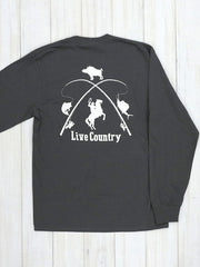 JC Western 1PC61LS Mens Live Country Long Sleeve Tees Charcoal Back Design