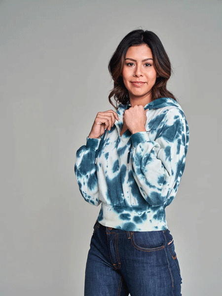 Kimes Ranch MONTEREY Womens Hoddie In Dark Teal front view. If you need any assistance with this item or the purchase of this item please call us at five six one seven four eight eight eight zero one Monday through Saturday 10:00a.m EST to 8:00 p.m EST
