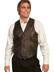 Scully 206 Mens Leather Whip Stitch TrailRider Leather Vests  Brown front view. If you need any assistance with this item or the purchase of this item please call us at five six one seven four eight eight eight zero one Monday through Saturday 10:00a.m EST to 8:00 p.m EST