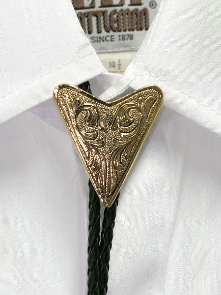 Fashionwest 2076G Triangular Western Bolo Tie Gold front view. If you need any assistance with this item or the purchase of this item please call us at five six one seven four eight eight eight zero one Monday through Saturday 10:00a.m EST to 8:00 p.m EST