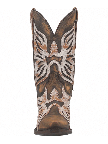 Dan Post DP4359 Womens Ndulgence Overlays Leather Boot Brown And White front view. If you need any assistance with this item or the purchase of this item please call us at five six one seven four eight eight eight zero one Monday through Saturday 10:00a.m EST to 8:00 p.m EST
